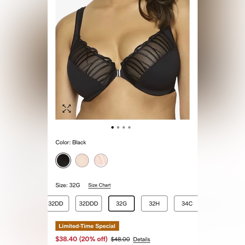 Black Paramore bra size 36 H